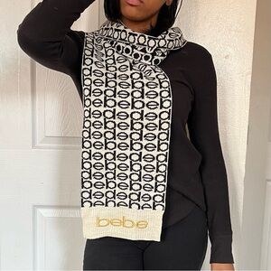 Bebe Black and White Logo Scarf